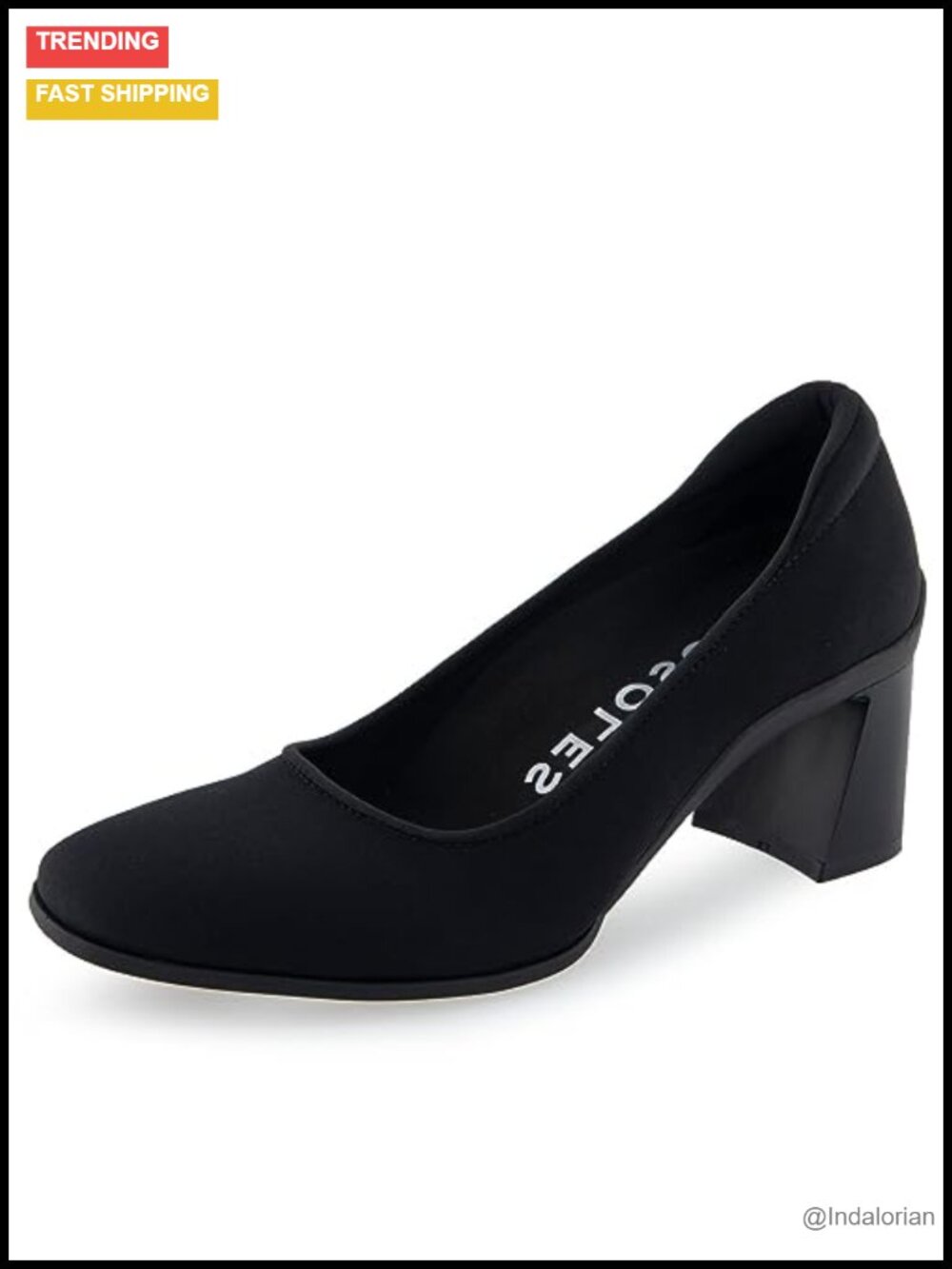 Women's Stretch Wool Block Heel Square Toe Pull-On Pumps Business Casual